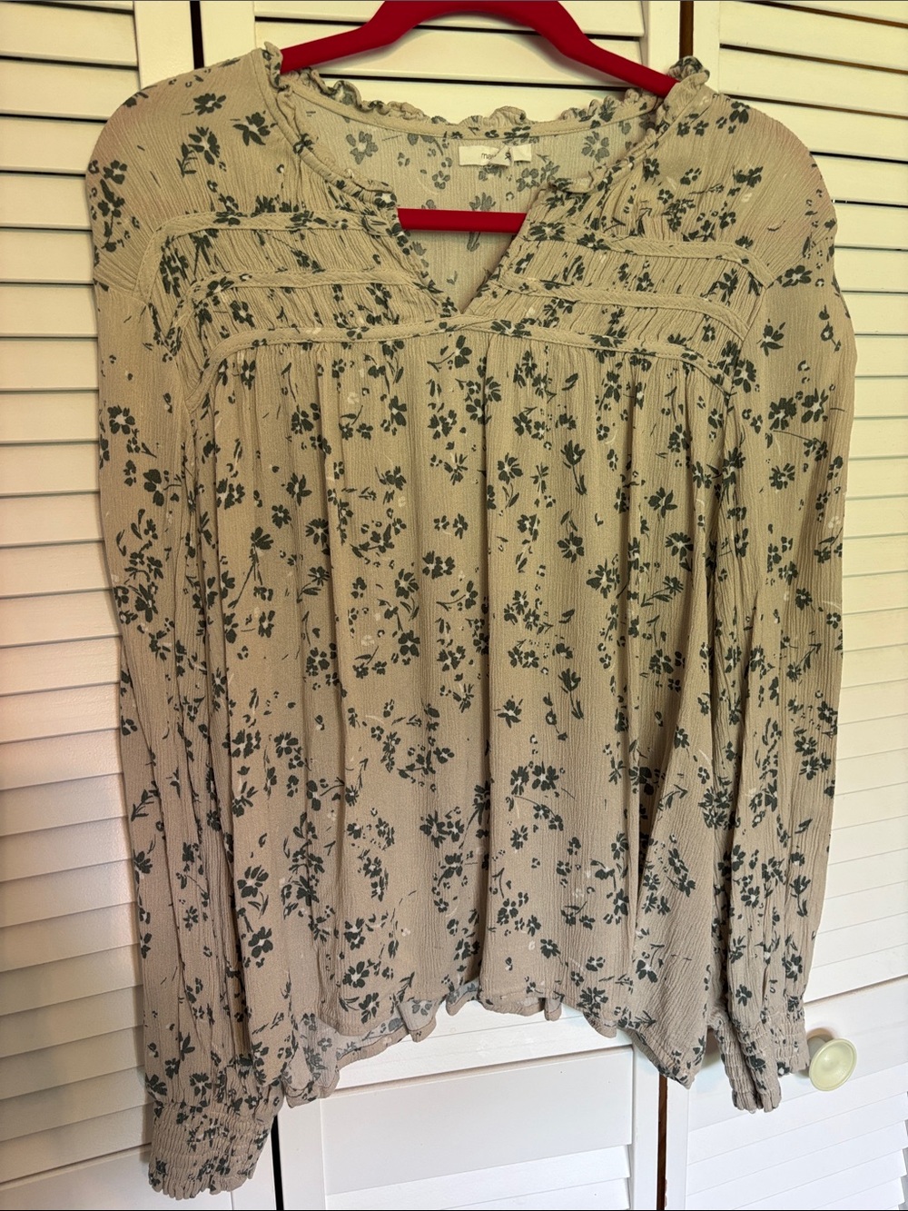 Maurice’s Women's Cream Floral Long-Sleeve Peasant Top